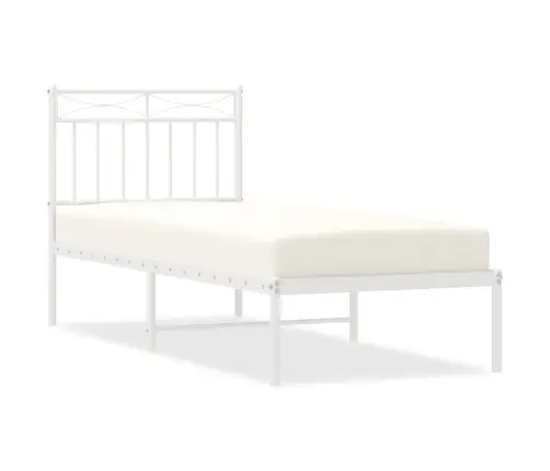 Metallist Voodiraam Peatsiga, Valge, 80X200 Cm