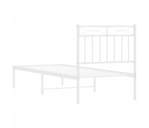 Metallist Voodiraam Peatsiga, Valge, 80X200 Cm