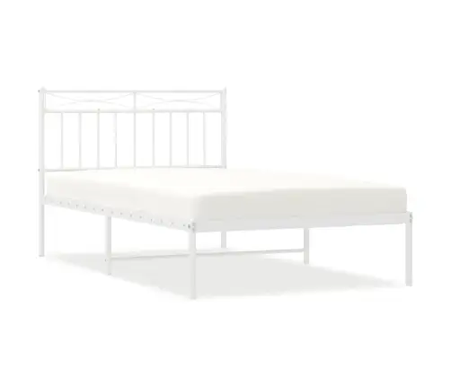 Gultas Rāmis Ar Galvgali, Balts Metāls, 100X200 Cm Vidaxl