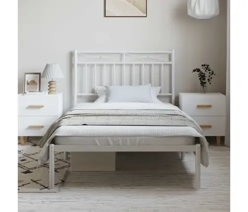 Gultas Rāmis Ar Galvgali, Balts Metāls, 100X200 Cm Vidaxl