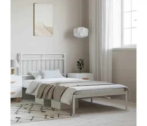 Gultas Rāmis Ar Galvgali, Balts Metāls, 100X200 Cm Vidaxl