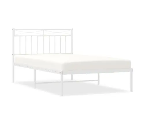 Gultas Rāmis Ar Galvgali, Balts Metāls, 107X203 Cm Vidaxl