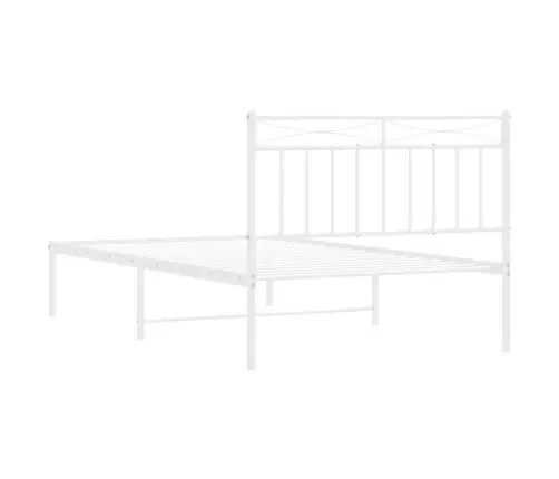 Gultas Rāmis Ar Galvgali, Balts Metāls, 107X203 Cm Vidaxl