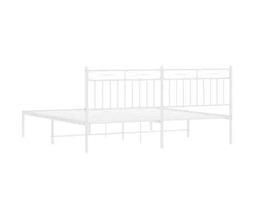 Gultas Rāmis Ar Galvgali, Balts Metāls, 183X213 Cm Vidaxl