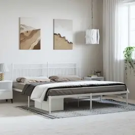 Gultas Rāmis Ar Galvgali, Balts Metāls, 183X213 Cm Vidaxl