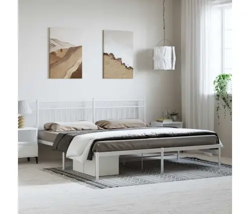 Gultas Rāmis Ar Galvgali, Balts Metāls, 183X213 Cm Vidaxl