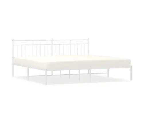 Metalinis Lovos Rėmas Su Galvūgaliu, Baltos Spalvos, 193X203Cm