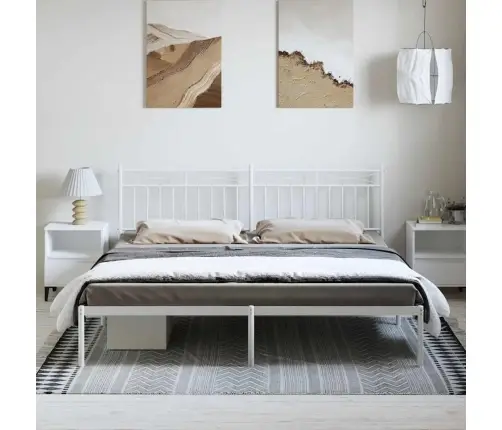 Metalinis Lovos Rėmas Su Galvūgaliu, Baltos Spalvos, 193X203Cm