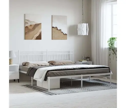 Metalinis Lovos Rėmas Su Galvūgaliu, Baltos Spalvos, 193X203Cm