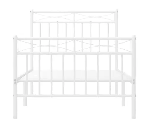 Gultas Rāmis Ar Galvgali Un Kājgali, Balts Metāls, 90X190 Cm Vidaxl