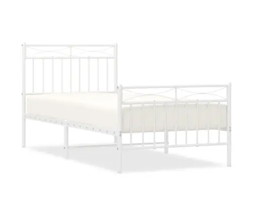 Gultas Rāmis Ar Galvgali Un Kājgali, Balts Metāls, 90X200 Cm Vidaxl