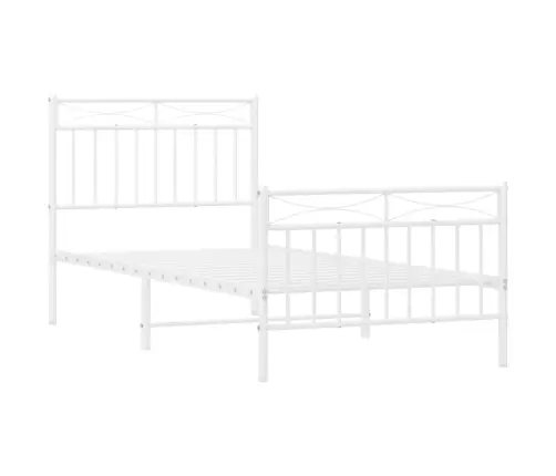 Gultas Rāmis Ar Galvgali Un Kājgali, Balts Metāls, 90X200 Cm Vidaxl