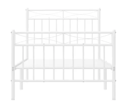 Gultas Rāmis Ar Galvgali Un Kājgali, Balts Metāls, 90X200 Cm Vidaxl