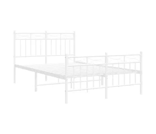 Gultas Rāmis Ar Galvgali Un Kājgali, Balts Metāls, 120X200 Cm Vidaxl