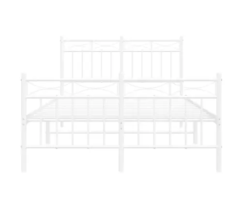 Gultas Rāmis Ar Galvgali Un Kājgali, Balts Metāls, 120X200 Cm Vidaxl