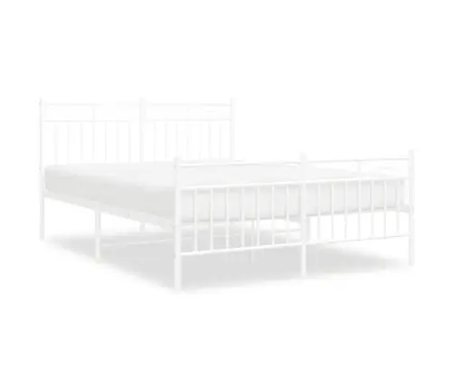 Gultas Rāmis Ar Galvgali Un Kājgali, Balts Metāls, 140X190 Cm Vidaxl