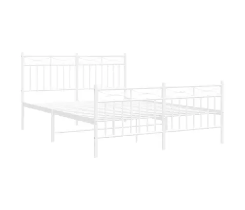 Gultas Rāmis Ar Galvgali Un Kājgali, Balts Metāls, 140X190 Cm Vidaxl