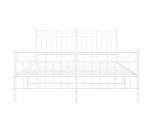 Gultas Rāmis Ar Galvgali Un Kājgali, Balts Metāls, 140X190 Cm Vidaxl