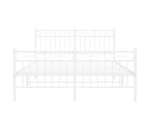 Metallist Voodiraam Peatsi Ja Jalutsiga, Valge, 140 X 200 Cm