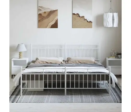 Lovos Rėmas Su Galvūgaliu/Kojūgaliu, Baltas, 183X213cm Metalas
