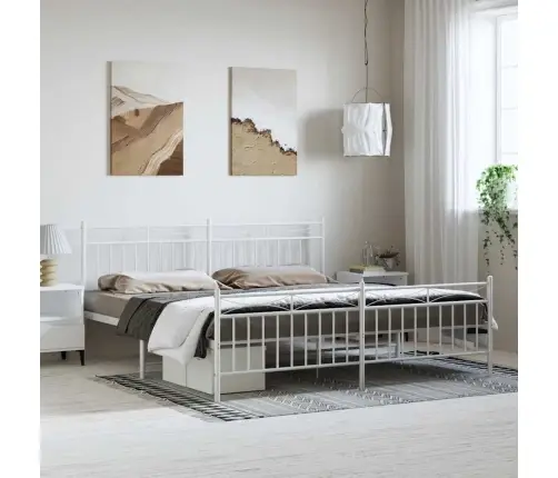 Lovos Rėmas Su Galvūgaliu/Kojūgaliu, Baltas, 183X213cm Metalas