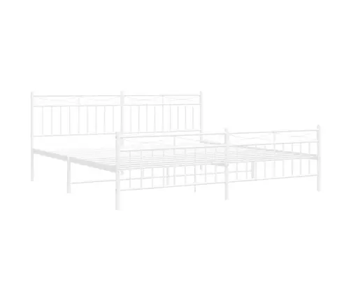 Metallist Voodiraam Peatsi Ja Jalutsiga, Valge, 193X203 Cm