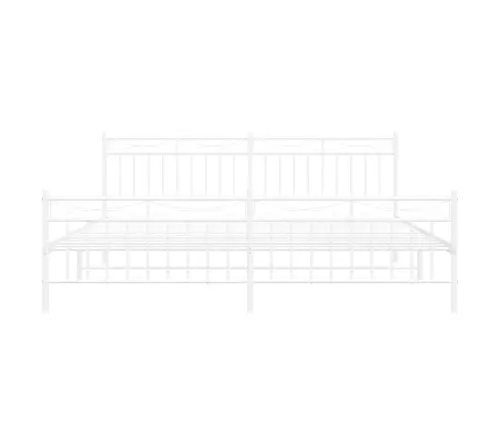 Metallist Voodiraam Peatsi Ja Jalutsiga, Valge, 193X203 Cm