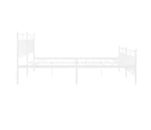 Metallist Voodiraam Peatsi Ja Jalutsiga, Valge, 193X203 Cm