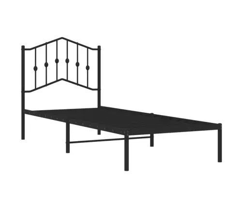 Gultas Rāmis Ar Galvgali, Melns Metāls, 90X190 Cm Vidaxl