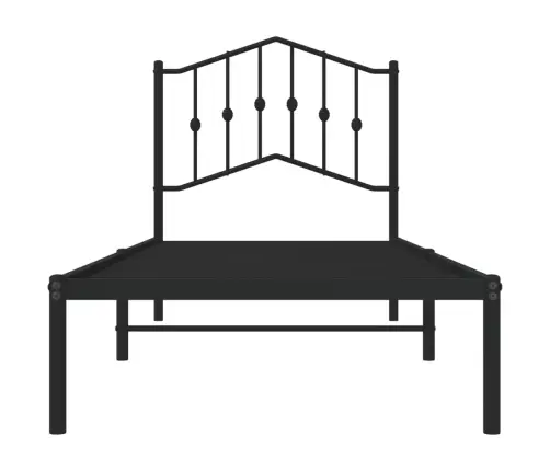 Gultas Rāmis Ar Galvgali, Melns Metāls, 90X190 Cm Vidaxl