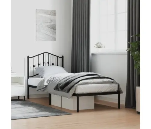 Gultas Rāmis Ar Galvgali, Melns Metāls, 90X190 Cm Vidaxl