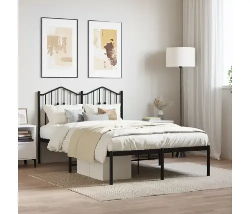 Metalinis Lovos Rėmas Su Galvūgaliu, Juodos Spalvos, 120X200Cm