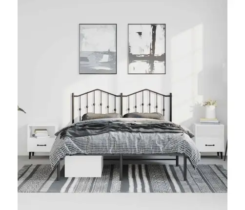 Metalinis Lovos Rėmas Su Galvūgaliu, Juodos Spalvos, 135X190Cm