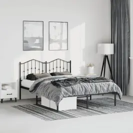 Metalinis Lovos Rėmas Su Galvūgaliu, Juodos Spalvos, 135X190Cm