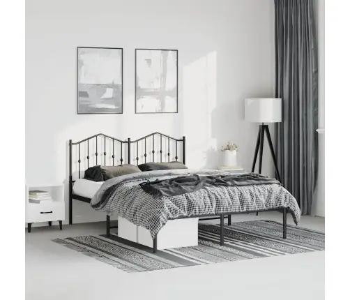 Metalinis Lovos Rėmas Su Galvūgaliu, Juodos Spalvos, 135X190Cm