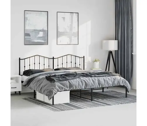 Metalinis Lovos Rėmas Su Galvūgaliu, Juodos Spalvos, 193X203Cm