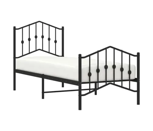 Metallist Voodiraam Peatsi Ja Jalutsiga, Must, 75 X 190 Cm