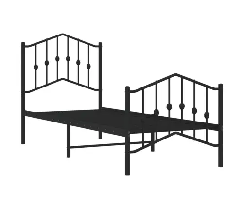 Metallist Voodiraam Peatsi Ja Jalutsiga, Must, 75 X 190 Cm