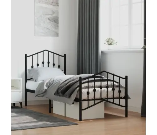 Metallist Voodiraam Peatsi Ja Jalutsiga, Must, 75 X 190 Cm