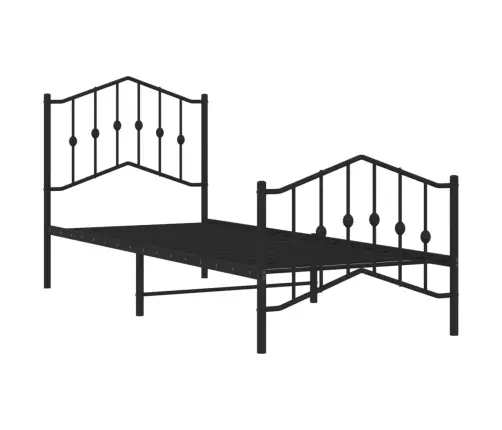 Gultas Rāmis Ar Galvgali Un Kājgali, Melns Metāls, 90X200 Cm Vidaxl