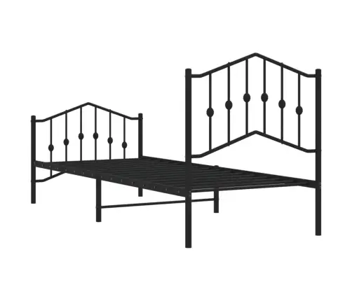 Gultas Rāmis Ar Galvgali Un Kājgali, Melns Metāls, 90X200 Cm Vidaxl