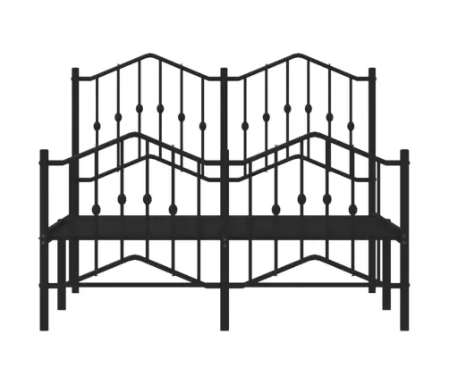 Gultas Rāmis Ar Galvgali Un Kājgali, Melns Metāls, 120X200 Cm Vidaxl