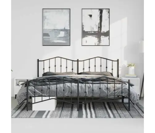 Metallist Voodiraam Peatsi Ja Jalutsiga, Must, 183X213 Cm