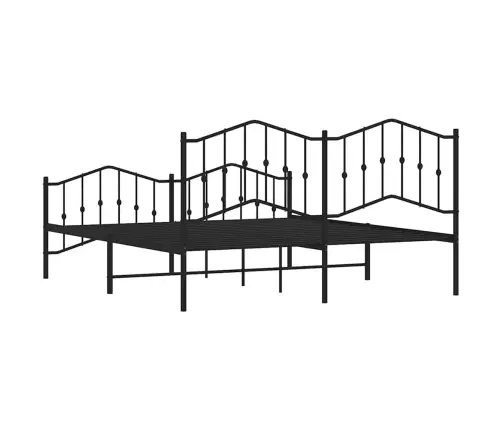 Metallist Voodiraam Peatsi Ja Jalutsiga, Must, 183X213 Cm