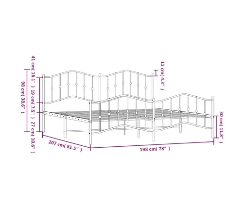 Lovos Rėmas Su Galvūgaliu/Kojūgaliu, Juodas, 193X203cm Metalas