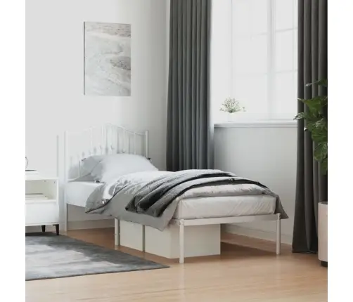 Metalinis Lovos Rėmas Su Galvūgaliu, Baltas, 90X190Cm