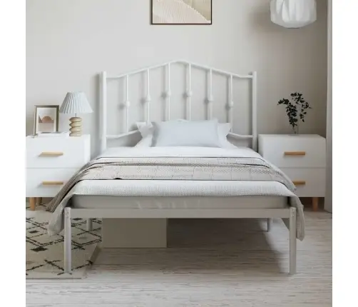 Gultas Rāmis Ar Galvgali, Balts Metāls, 100X190 Cm Vidaxl