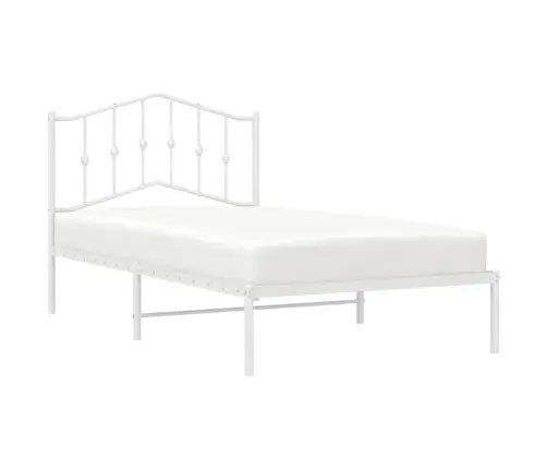 Gultas Rāmis Ar Galvgali, Balts Metāls, 100X190 Cm Vidaxl