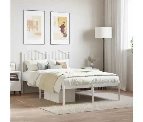 Gultas Rāmis Ar Galvgali, Balts Metāls, 120X200 Cm Vidaxl