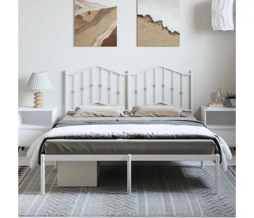 Gultas Rāmis Ar Galvgali, Balts Metāls, 135X190 Cm Vidaxl